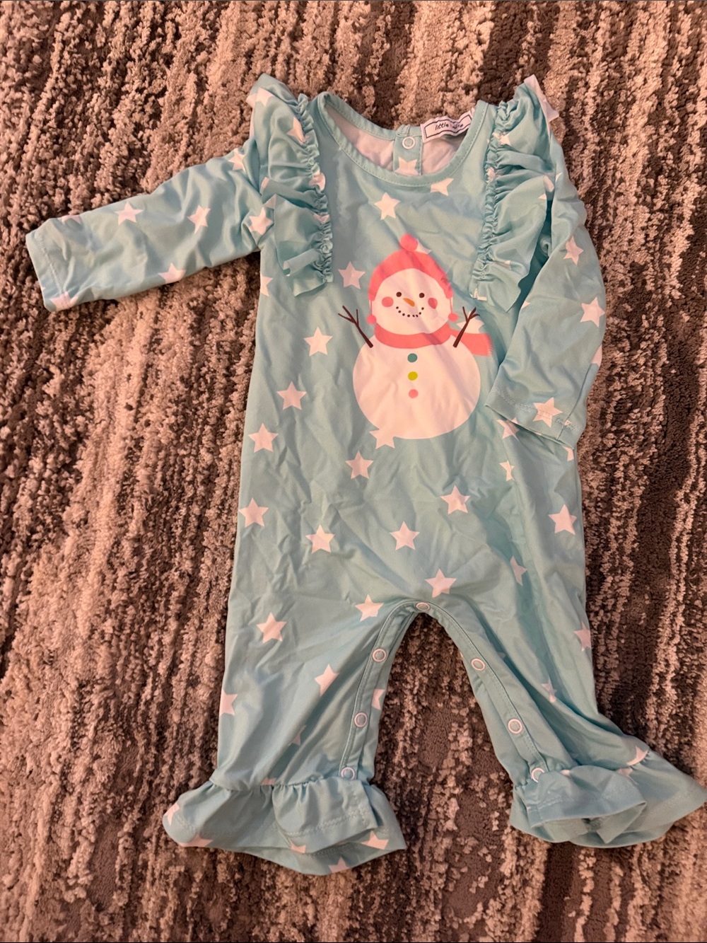 Baby Blue Snowman Ruffle One-Piece